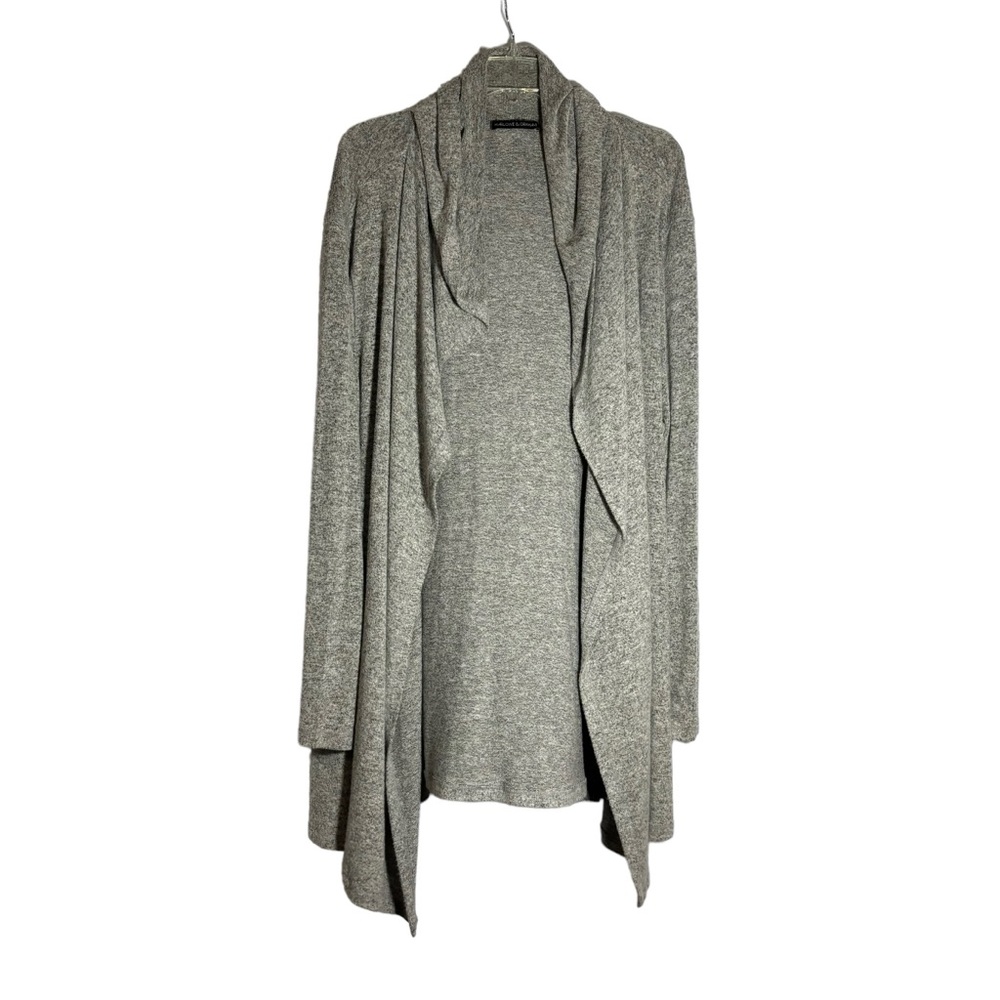 Harlowe and Graham Long Hooded open Cardigan Heather Gray Women's 2X